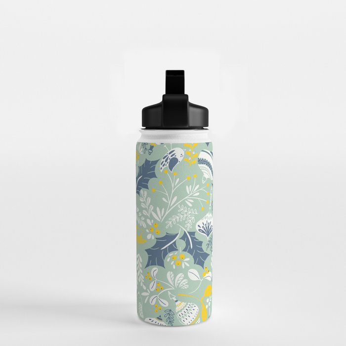 Wonderful ditsy holiday joy mint Water Bottle Gallery Image 2