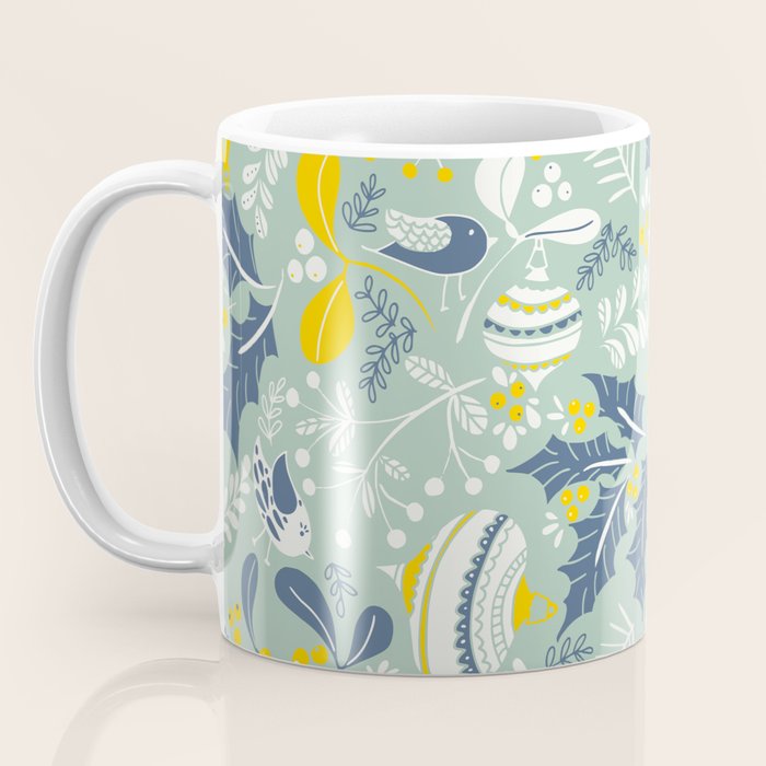 Wonderful ditsy holiday joy mint Coffee Mug Gallery Image 3