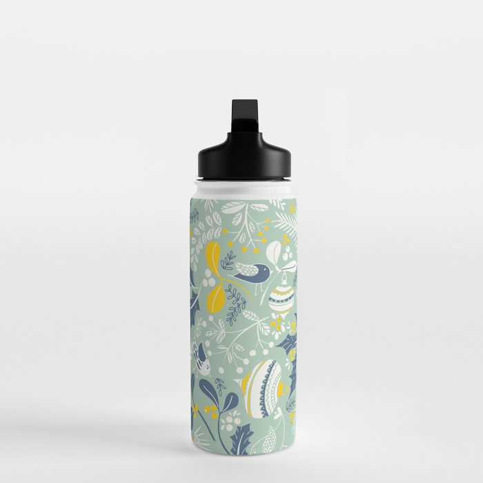 Wonderful ditsy holiday joy mint Water Bottle Gallery Image 3