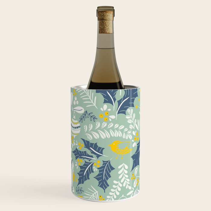 Wonderful ditsy holiday joy mint Wine Chiller Gallery Image 1