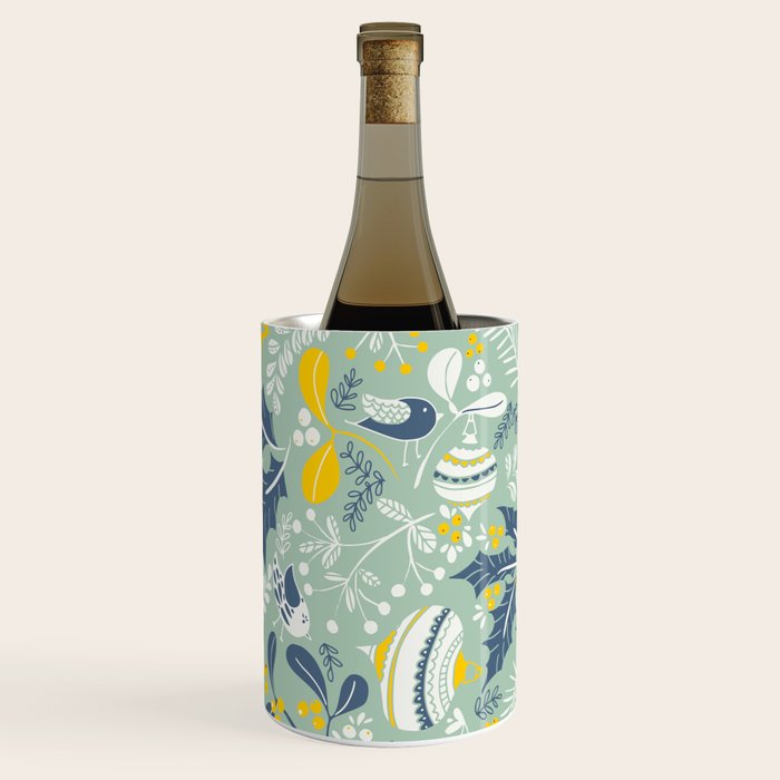 Wonderful ditsy holiday joy mint Wine Chiller Gallery Image 2