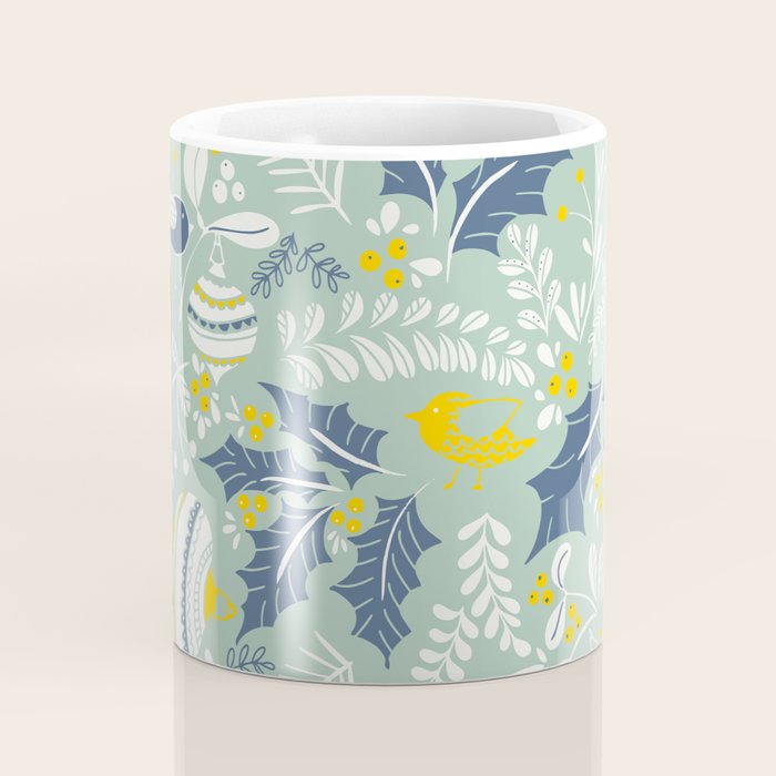 Wonderful ditsy holiday joy mint Coffee Mug Gallery Image 4
