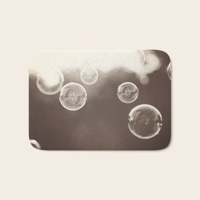 Bubbles Photography, Soap Bubble Laundry Room Art, Bathroom Photo, Brown Bath Picture Restroom Print Bath Mat Gallery Image 1