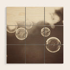 Bubbles Photography, Soap Bubble Laundry Room Art, Bathroom Photo, Brown Bath Picture Restroom Print Wood Wall Art Gallery Image 1