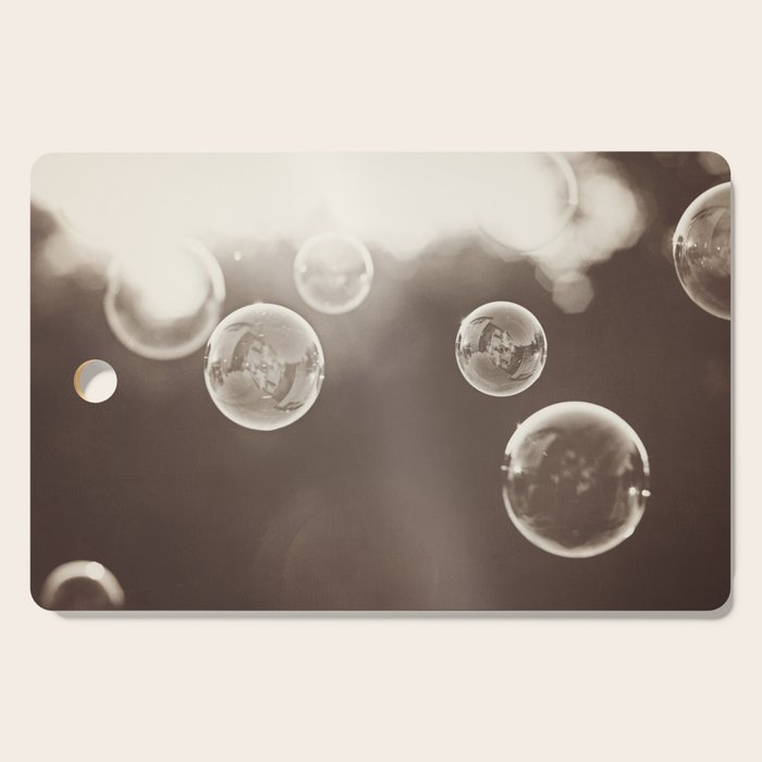 Bubbles Photography, Soap Bubble Laundry Room Art, Bathroom Photo, Brown Bath Picture Restroom Print Cutting Board Gallery Image 1