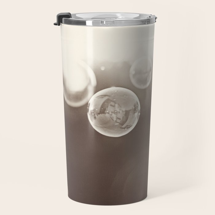 Bubbles Photography, Soap Bubble Laundry Room Art, Bathroom Photo, Brown Bath Picture Restroom Print Travel Mug Gallery Image 3