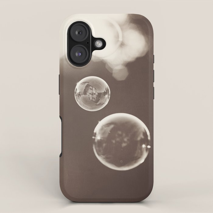 Bubbles Photography, Soap Bubble Laundry Room Art, Bathroom Photo, Brown Bath Picture Restroom Print iPhone Case Gallery Image 1