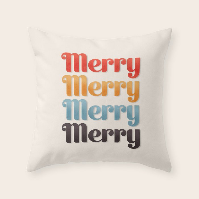 Merry typography Throw Pillow Gallery Image 1