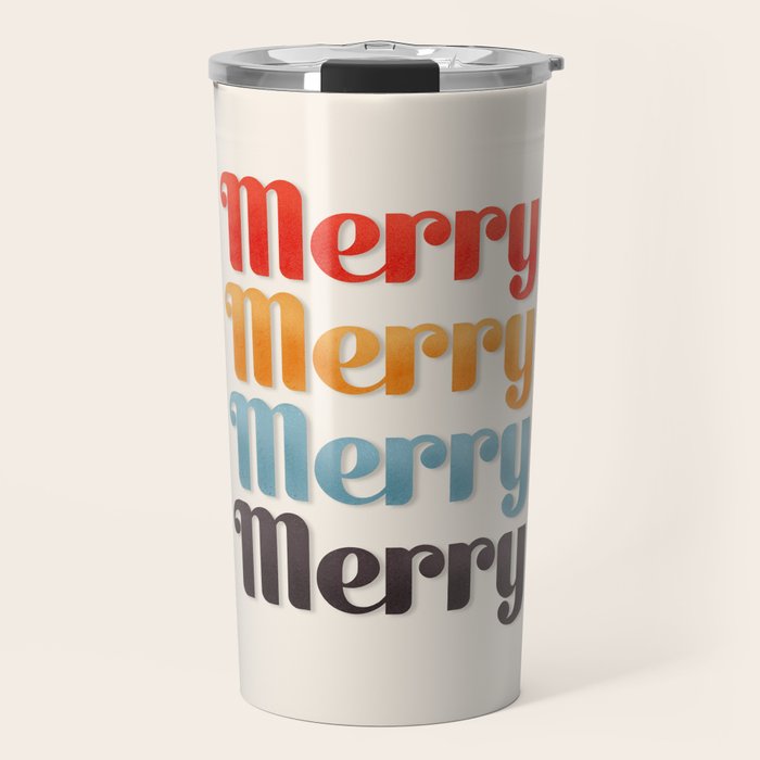 Merry typography Travel Mug Gallery Image 1