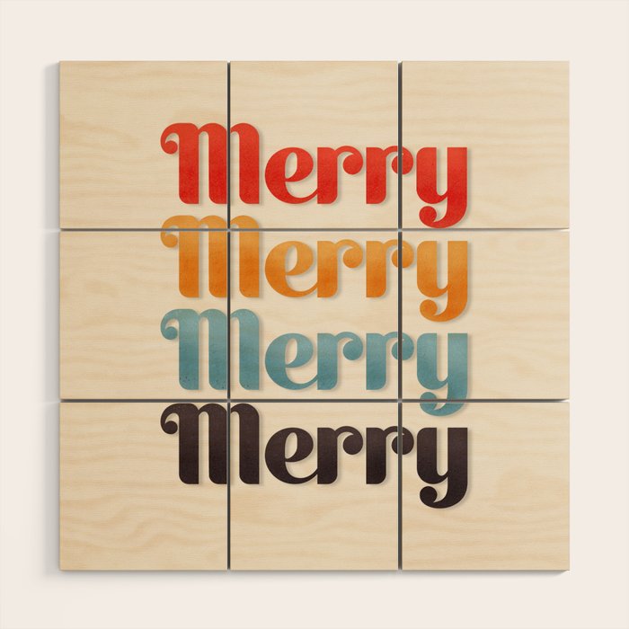 Merry typography Wood Wall Art Gallery Image 1