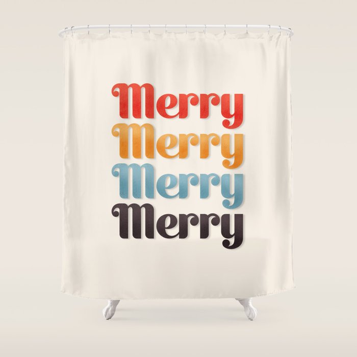 Merry typography Shower Curtain Gallery Image 1