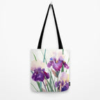 Irises, purple floral art, garden iris Tote Bag Gallery Image 2