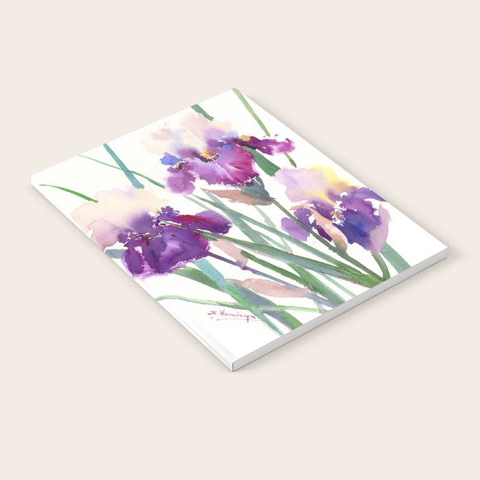 Irises, purple floral art, garden iris Notebook Gallery Image 2