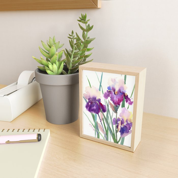 Irises, purple floral art, garden iris Mini Art Print Gallery Image 2