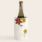 Colorful Thoughts Minimal Line Art Woman with Flowers IV  Wine Chiller Gallery Image 1