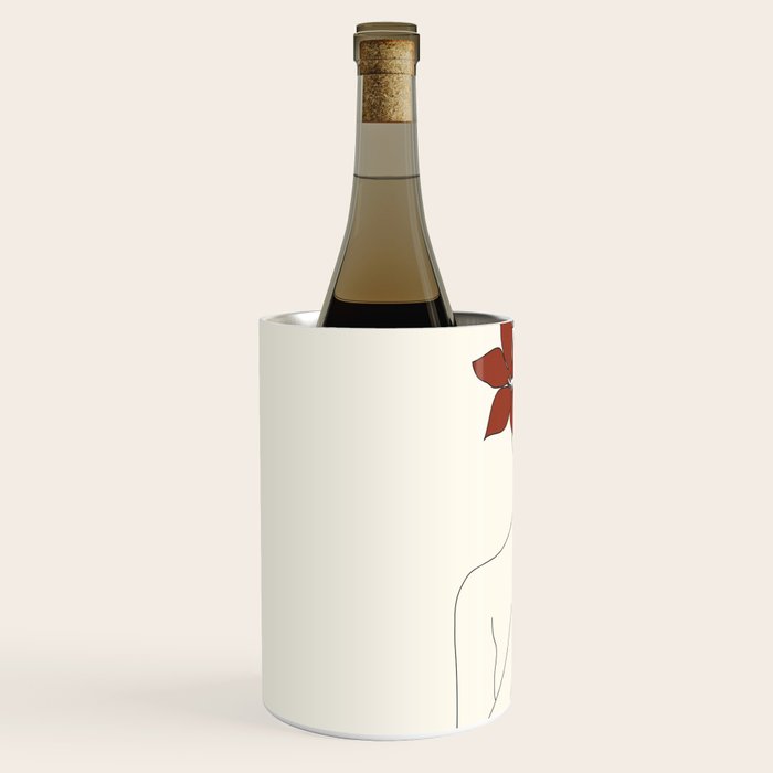 Colorful Thoughts Minimal Line Art Woman with Flowers IV  Wine Chiller Gallery Image 2