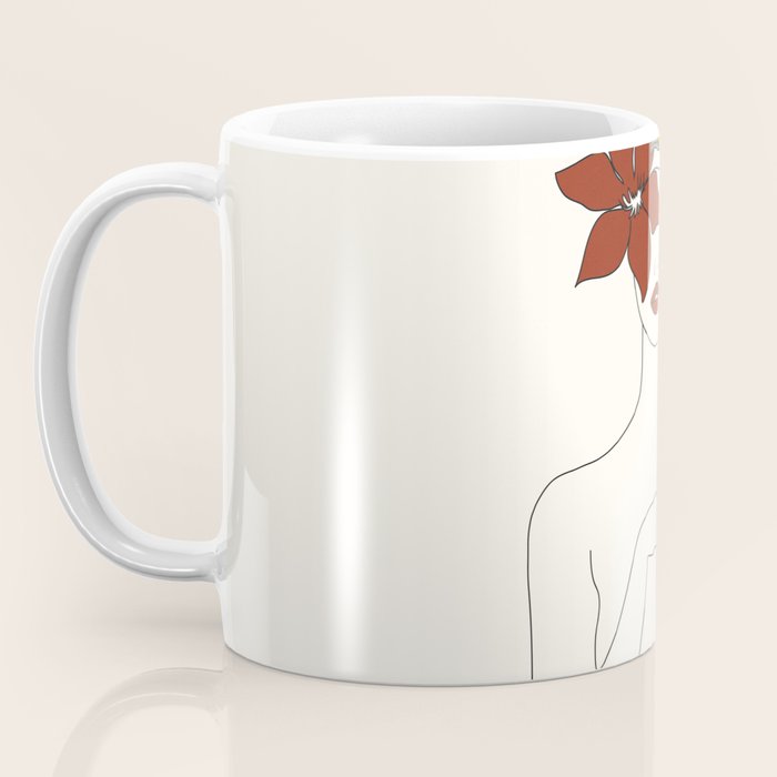 Colorful Thoughts Minimal Line Art Woman with Flowers IV  Coffee Mug Gallery Image 3