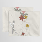 Colorful Thoughts Minimal Line Art Woman with Flowers IV  Placemat Gallery Image 1