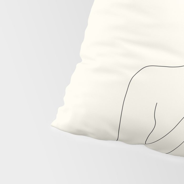 Colorful Thoughts Minimal Line Art Woman with Flowers IV  Pillow Sham Gallery Image 4