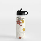 Colorful Thoughts Minimal Line Art Woman with Flowers IV  Water Bottle Gallery Image 1