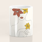 Colorful Thoughts Minimal Line Art Woman with Flowers IV  Coffee Mug Gallery Image 4