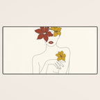 Colorful Thoughts Minimal Line Art Woman with Flowers IV  Desk Mat Gallery Image 3