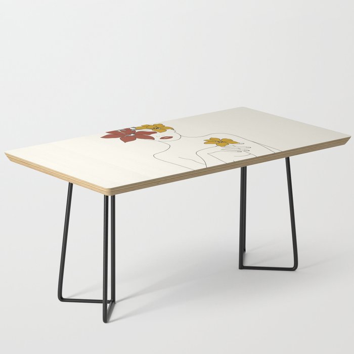Colorful Thoughts Minimal Line Art Woman with Flowers IV  Coffee Table Gallery Image 1