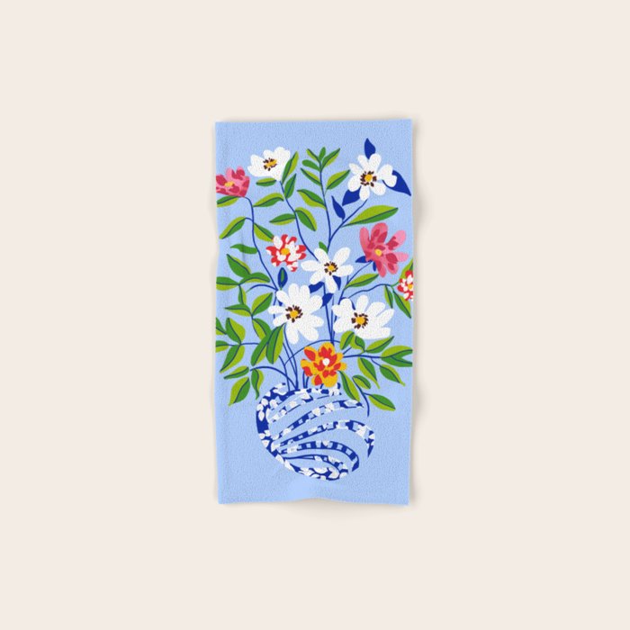 The Floopy Planter, Abstract Flower Pot Illustration, Pop Bohemian Eclectic Botanical, Flower Colorful Blossom Bath Towel Gallery Image 1