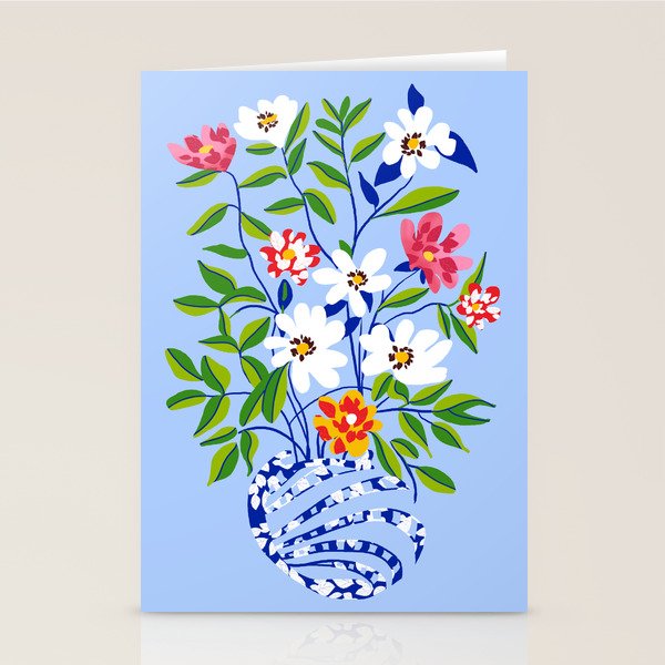 The Floopy Planter, Abstract Flower Pot Illustration, Pop Bohemian Eclectic Botanical, Flower Colorful Blossom Stationery Card Gallery Image 2