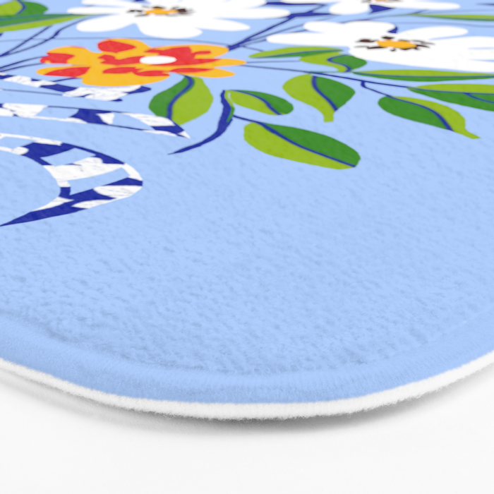 The Floopy Planter, Abstract Flower Pot Illustration, Pop Bohemian Eclectic Botanical, Flower Colorful Blossom Bath Mat Gallery Image 3