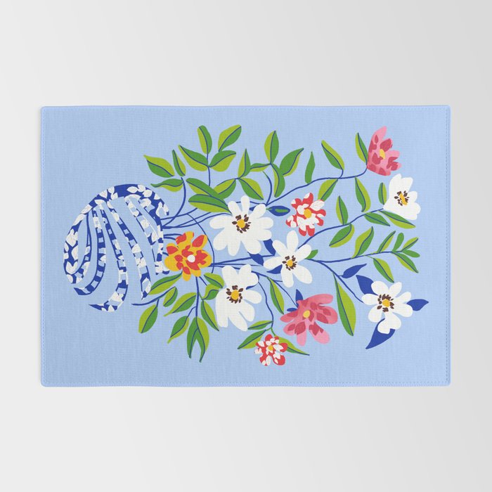The Floopy Planter, Abstract Flower Pot Illustration, Pop Bohemian Eclectic Botanical, Flower Colorful Blossom Rug Gallery Image 2