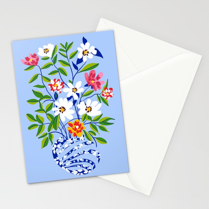 The Floopy Planter, Abstract Flower Pot Illustration, Pop Bohemian Eclectic Botanical, Flower Colorful Blossom Stationery Card Gallery Image 2