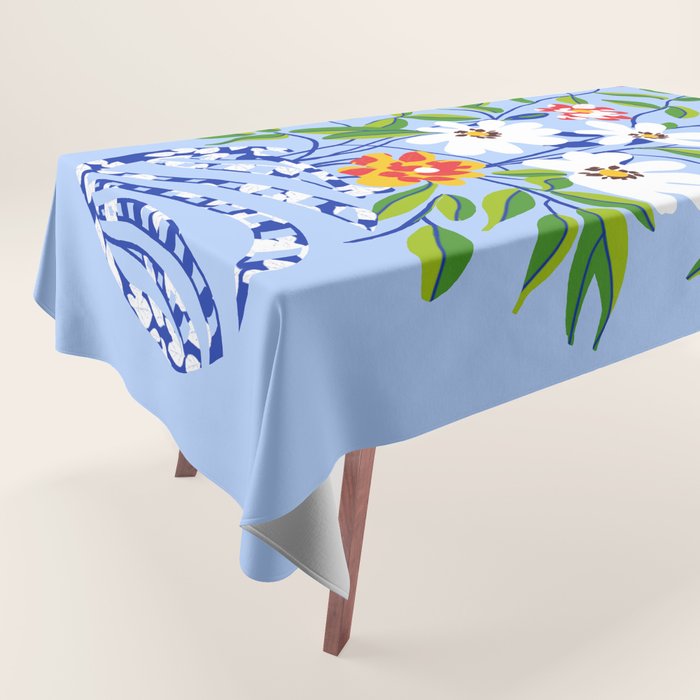The Floopy Planter, Abstract Flower Pot Illustration, Pop Bohemian Eclectic Botanical, Flower Colorful Blossom Tablecloth Gallery Image 1