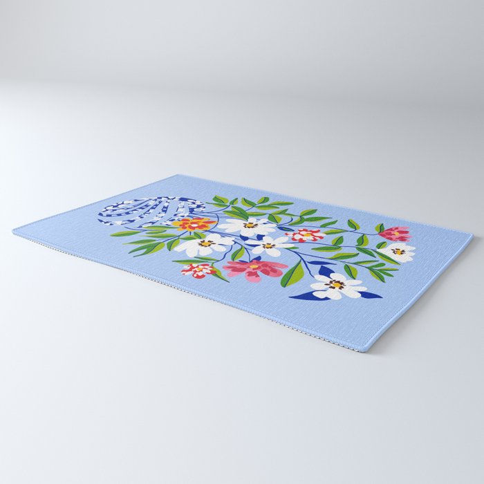 The Floopy Planter, Abstract Flower Pot Illustration, Pop Bohemian Eclectic Botanical, Flower Colorful Blossom Rug Gallery Image 3