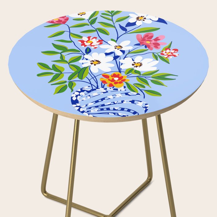 The Floopy Planter, Abstract Flower Pot Illustration, Pop Bohemian Eclectic Botanical, Flower Colorful Blossom Side Table Gallery Image 2