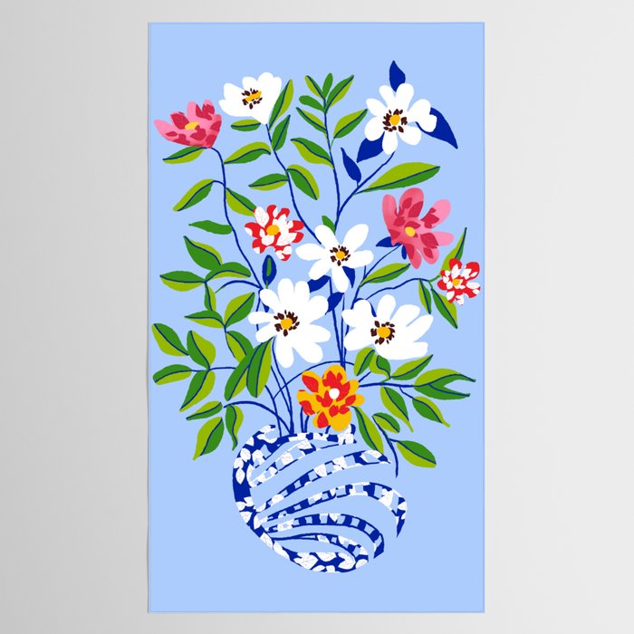 The Floopy Planter, Abstract Flower Pot Illustration, Pop Bohemian Eclectic Botanical, Flower Colorful Blossom Tablecloth Gallery Image 2