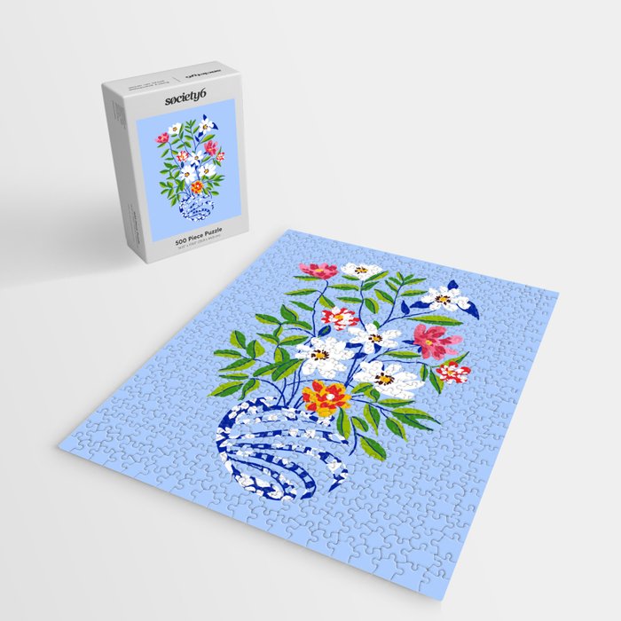 The Floopy Planter, Abstract Flower Pot Illustration, Pop Bohemian Eclectic Botanical, Flower Colorful Blossom Jigsaw Puzzle Gallery Image 2