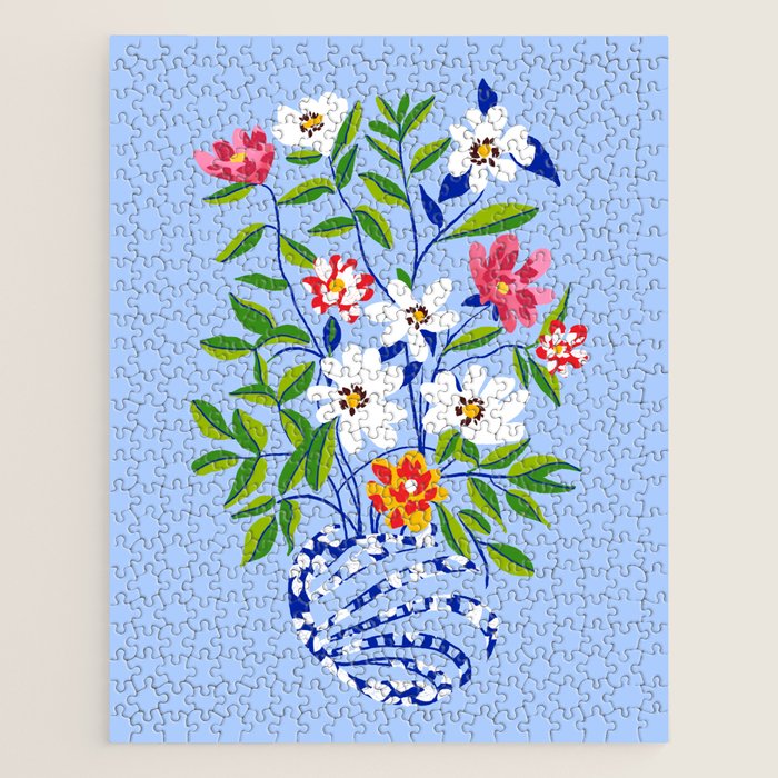 The Floopy Planter, Abstract Flower Pot Illustration, Pop Bohemian Eclectic Botanical, Flower Colorful Blossom Jigsaw Puzzle Gallery Image 1