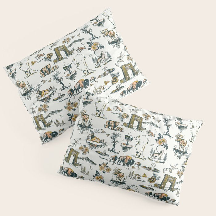 Yellowstone National Park Travel Pattern Design Pillow Sham Gallery Image 1