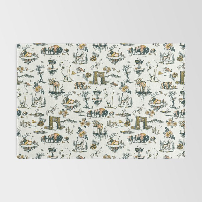 Yellowstone National Park Travel Pattern Design Rug Gallery Image 2