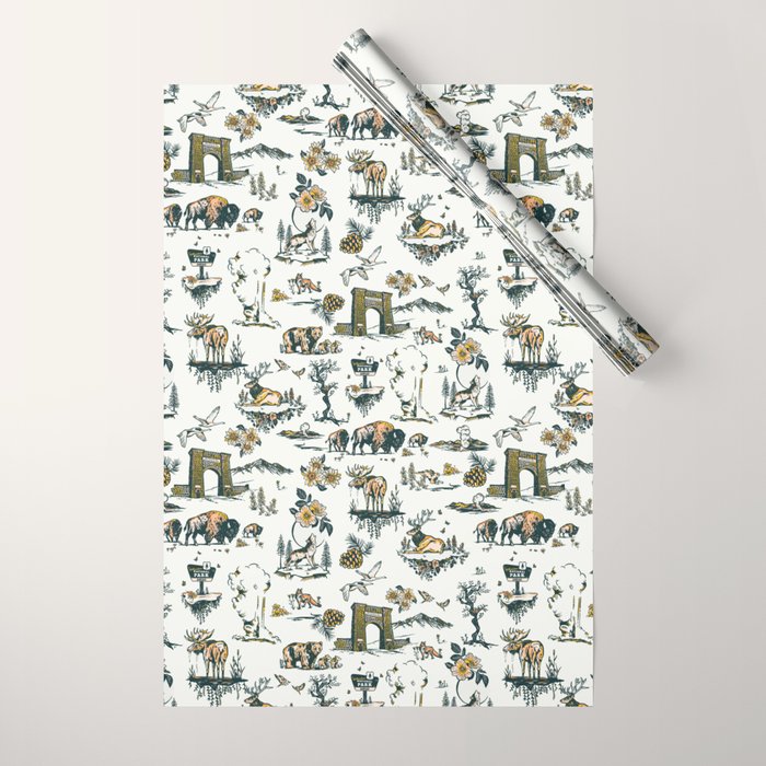 Yellowstone National Park Travel Pattern Design Wrapping Paper Gallery Image 1