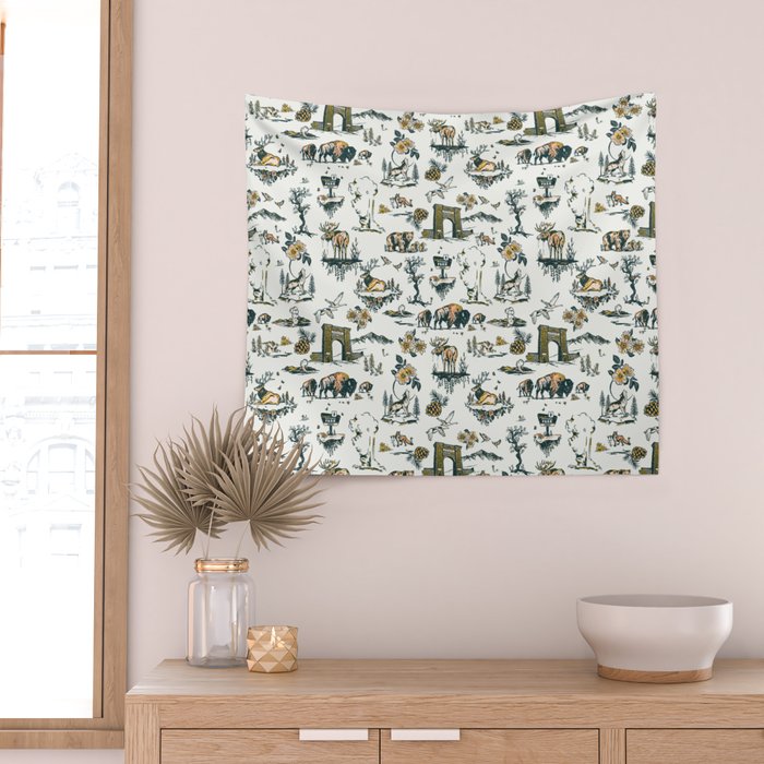 Yellowstone National Park Travel Pattern Design Wall Tapestry Gallery Image 2
