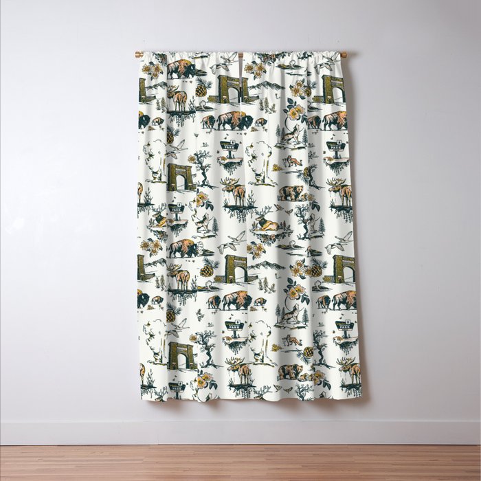 Yellowstone National Park Travel Pattern Design Window Curtain Gallery Image 3