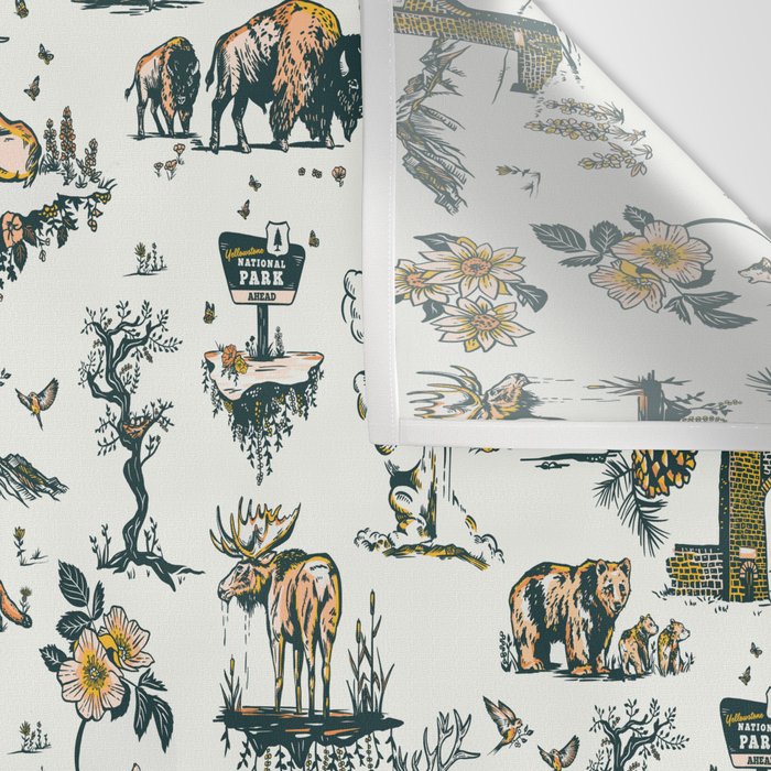 Yellowstone National Park Travel Pattern Design Wall Tapestry Gallery Image 3