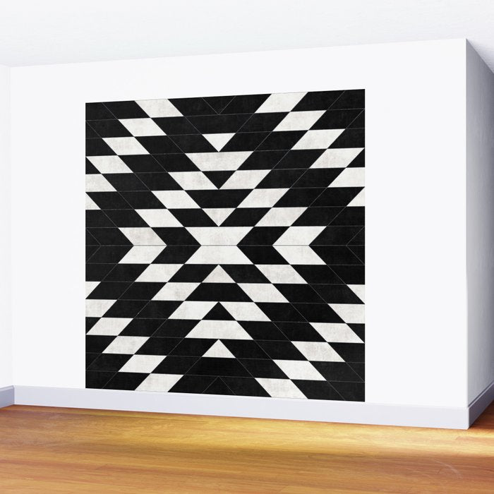 Urban Tribal Pattern No.14 - Aztec - Black Concrete Wall Mural Gallery Image 2