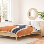 Abstract Shapes 66 in Vintage Orange and Navy Blue Duvet Cover Gallery Image 2