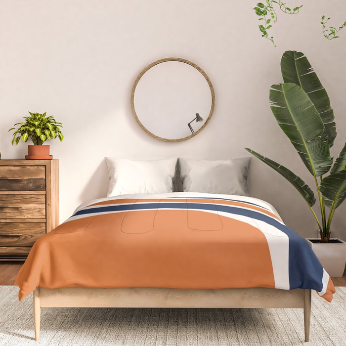 Abstract Shapes 66 in Vintage Orange and Navy Blue Comforter Gallery Image 3