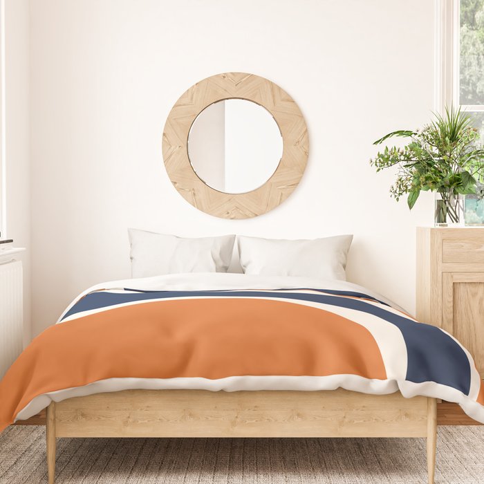 Abstract Shapes 66 in Vintage Orange and Navy Blue Duvet Cover Gallery Image 3
