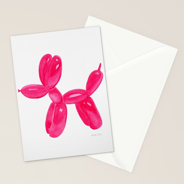 Balloon Dog Pink Stationery Card Gallery Image 2