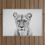 Lioness - Black & White Outdoor Rug Gallery Image 1